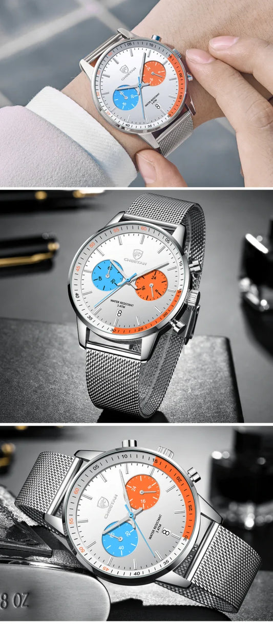 CHEETAH Chronograph Mesh Stainless Steel Men Watch (CH1608)