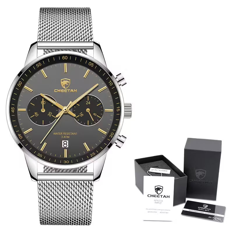 Montre homme CHEETAH Chronographe en maille et acier inoxydable (CH1608)