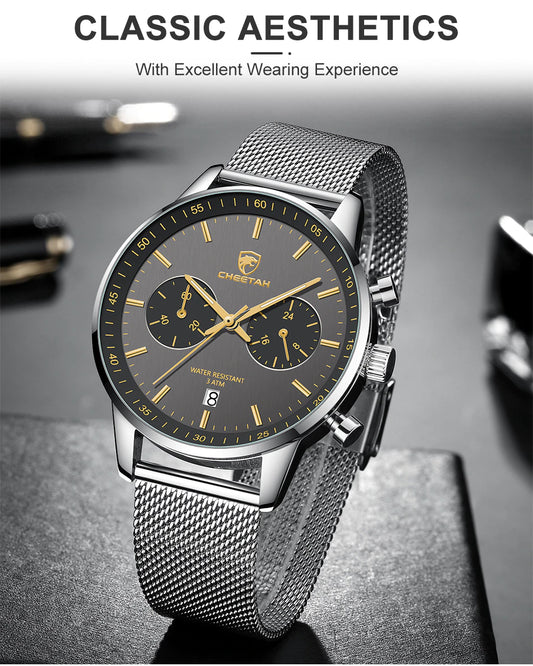 CHEETAH Chronograph Mesh Stainless Steel Men Watch (CH1608)