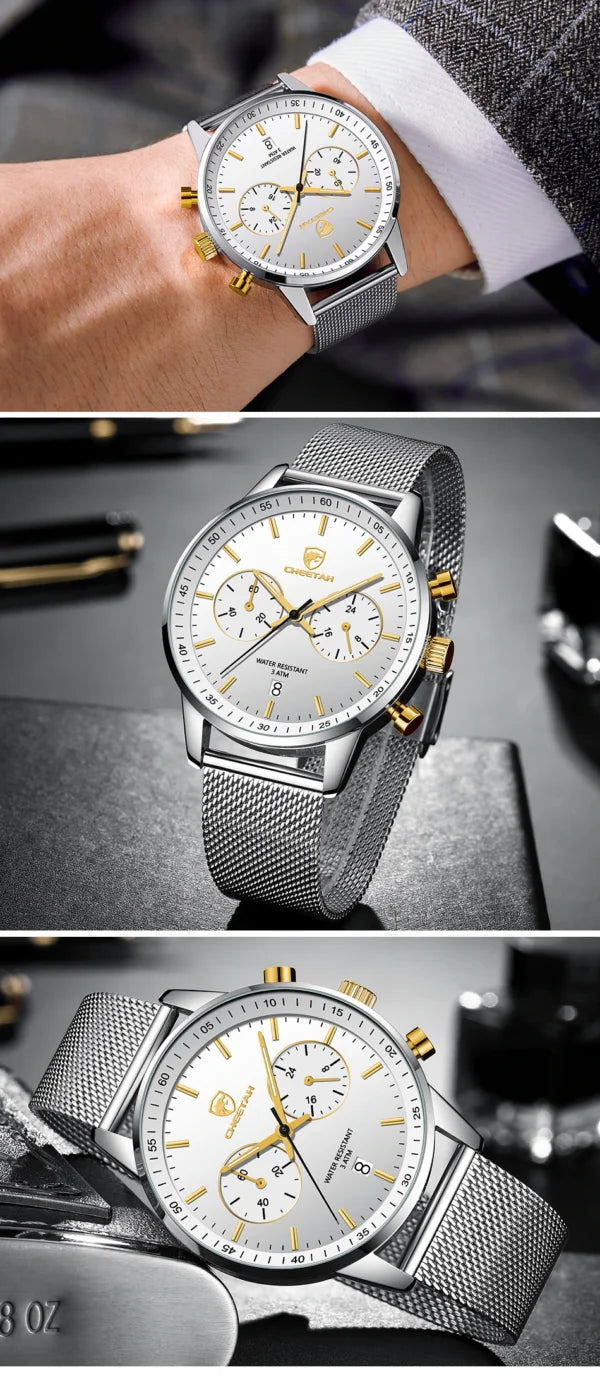 Montre homme CHEETAH Chronographe en maille et acier inoxydable (CH1608)