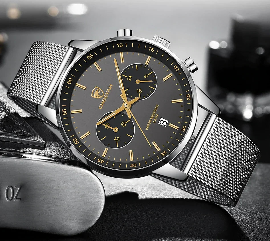 Montre homme CHEETAH Chronographe en maille et acier inoxydable (CH1608)