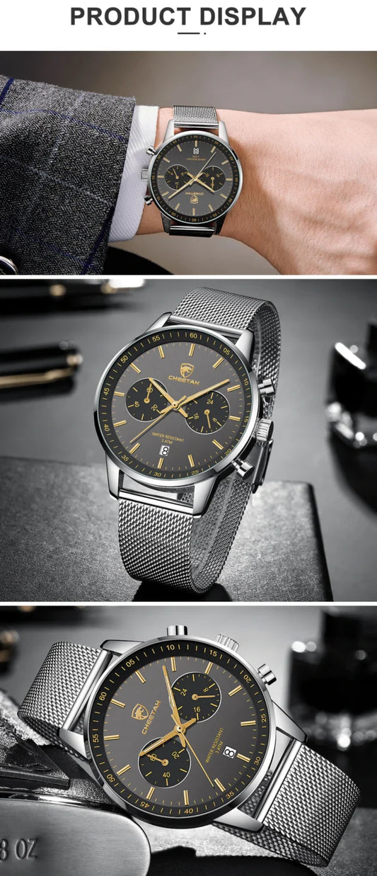 CHEETAH Chronograph Mesh Stainless Steel Men Watch (CH1608)