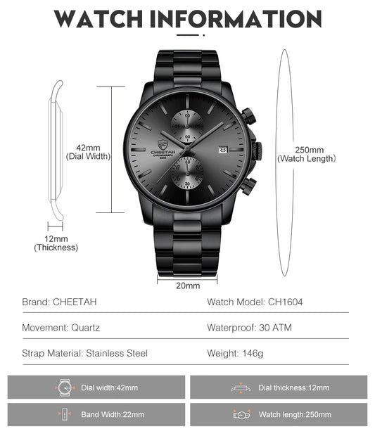 CHEETAH Chronograph Stainless Steel Men Watch (CH1604S)