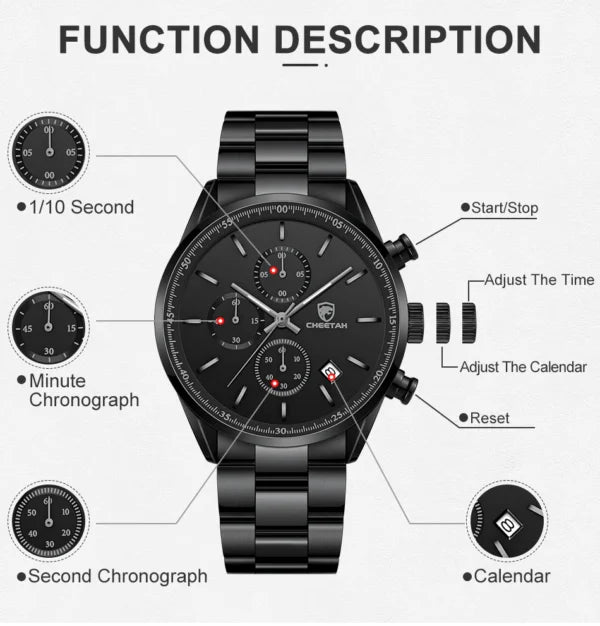cheetah chronograph stainless steel men watch ch1607S gallery img 4