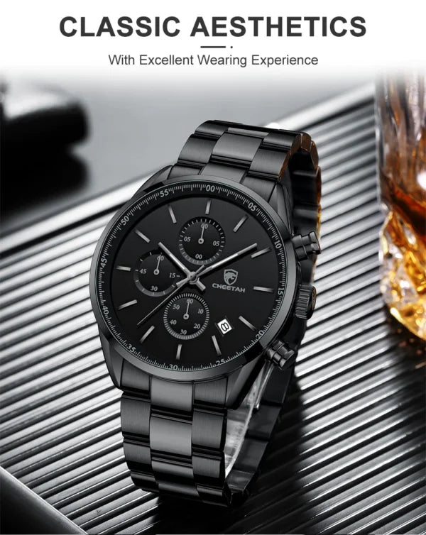 cheetah chronograph stainless steel men watch ch1607S gallery img 5