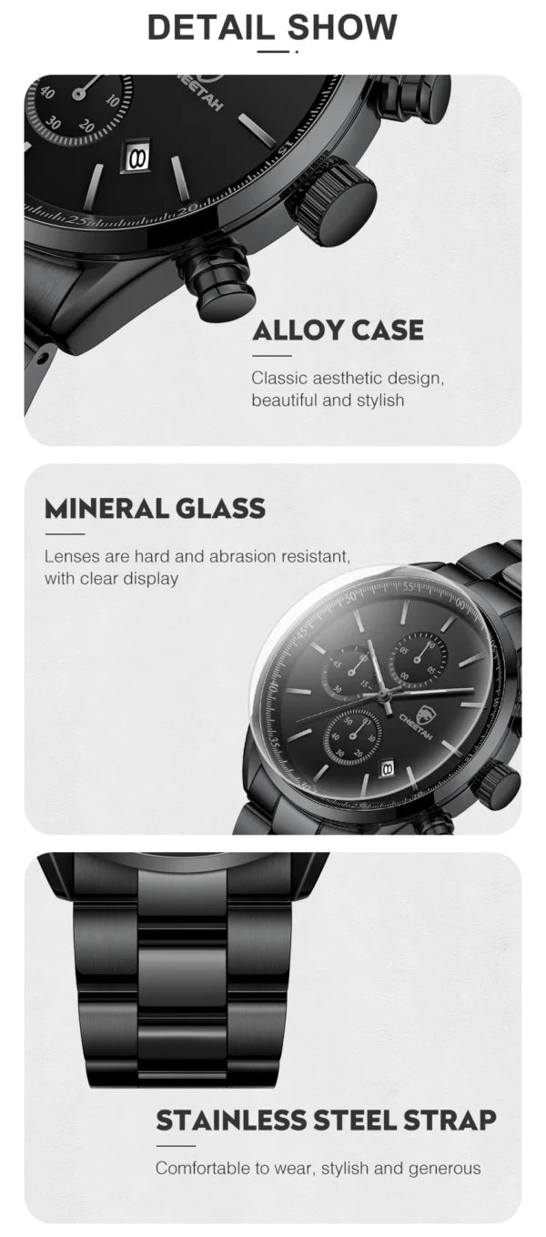 cheetah chronograph stainless steel men watch ch1607S gallery img 7