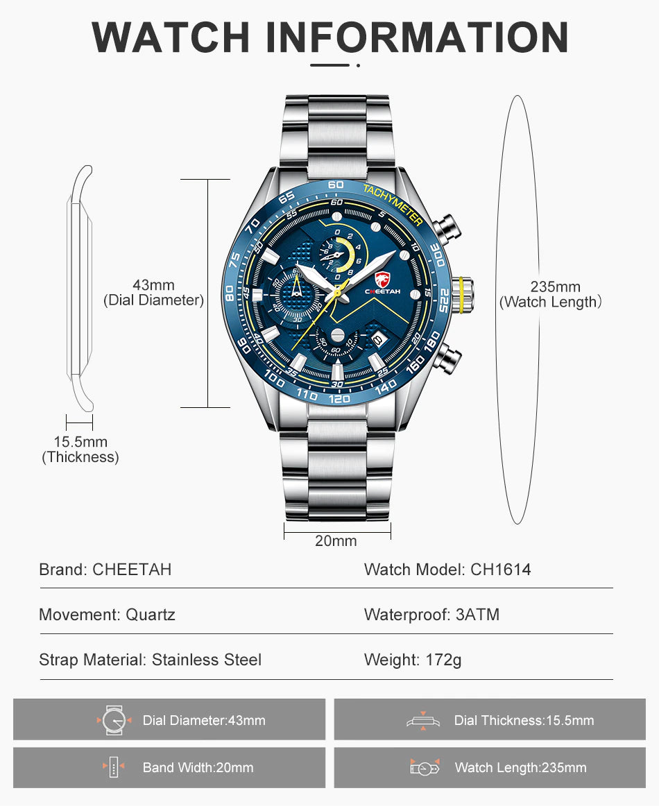 CHEETAH Chronograph Stainless Steel Men Watch (CH1614)