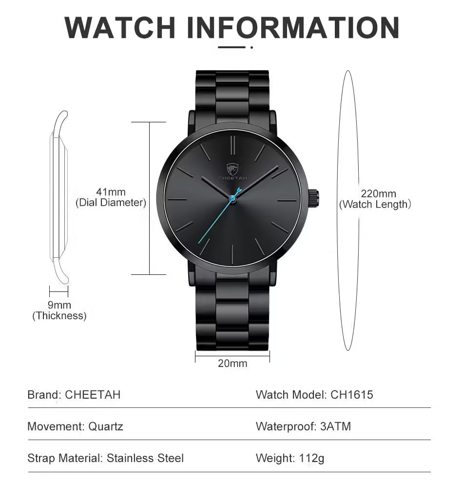 Montre homme CHEETAH classique en acier inoxydable (CH1615)