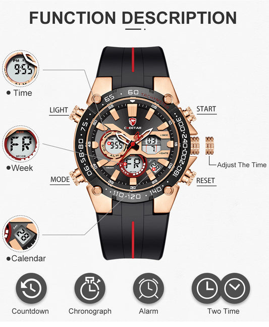 ساعة تشيتا الرقمية المصنوعة من السيليكون للرجال (CH1611)