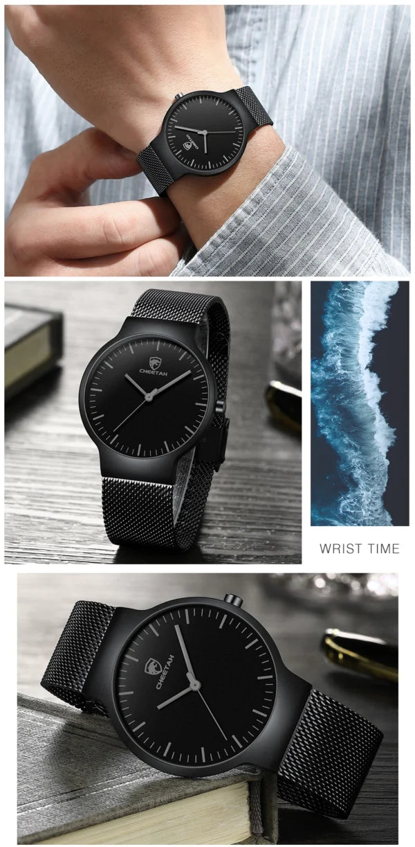 cheetah ultra thin stainless steel men watch ch1609 gallery img 1