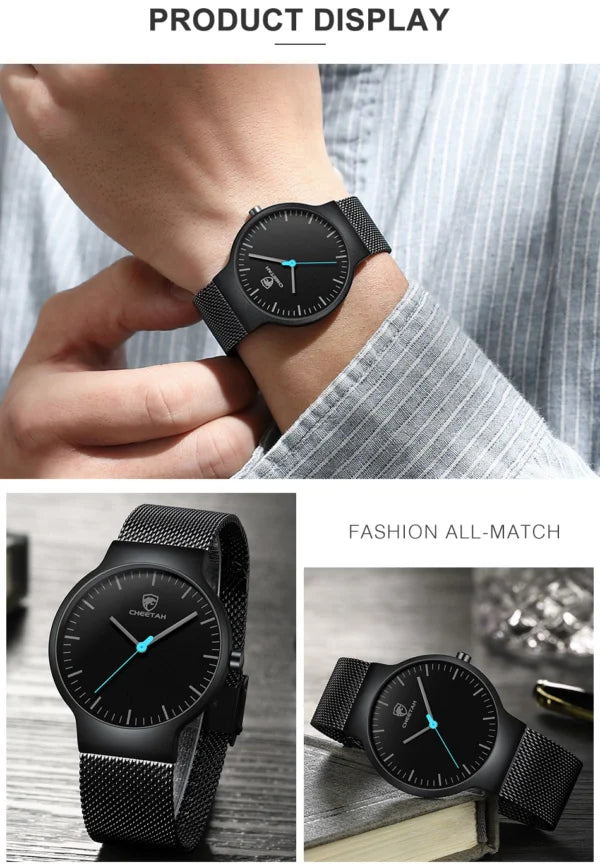 cheetah ultra thin stainless steel men watch ch1609 gallery img 2