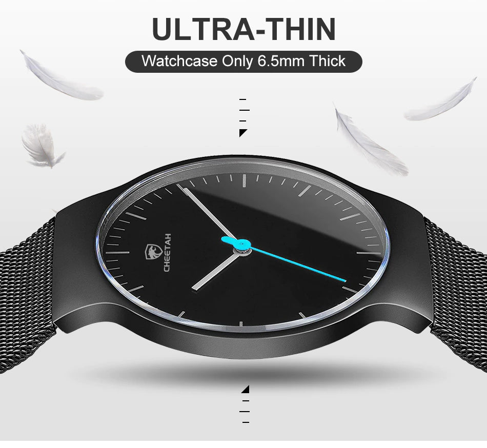 cheetah ultra thin stainless steel men watch ch1609 gallery img 4