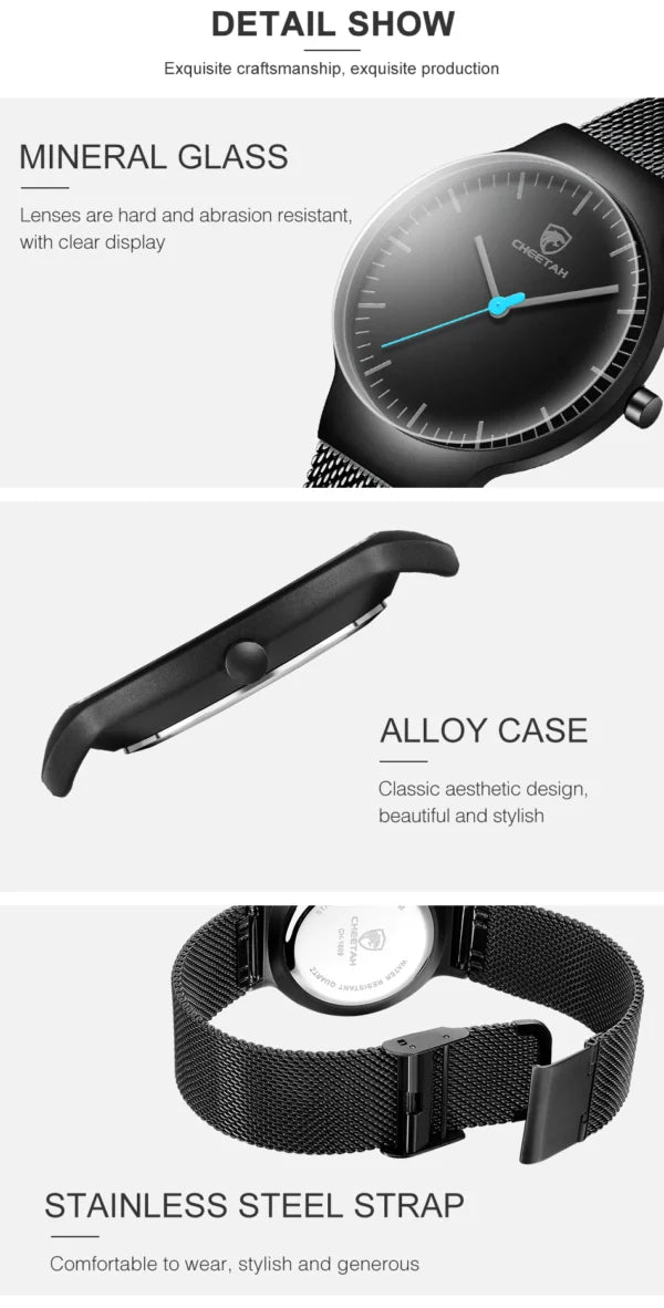 cheetah ultra thin stainless steel men watch ch1609 gallery img 9