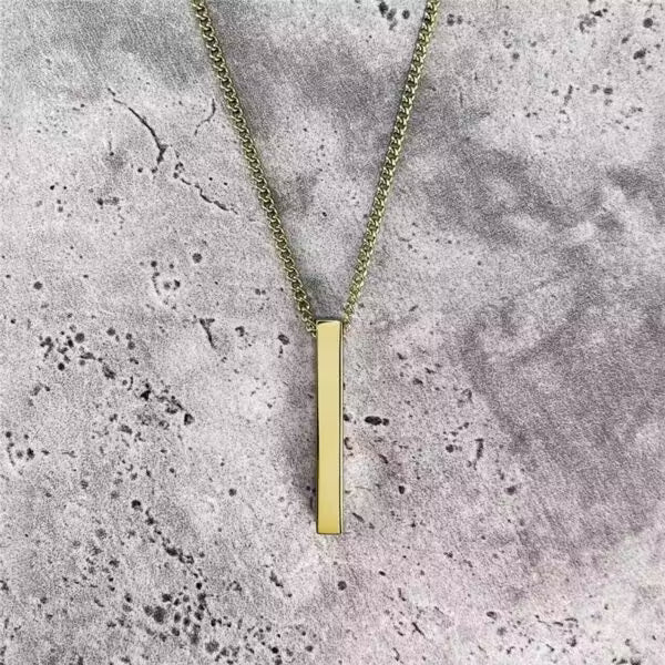 Classic 3D Stainless Steel Rectangular Necklace EGN055 (EGN055)