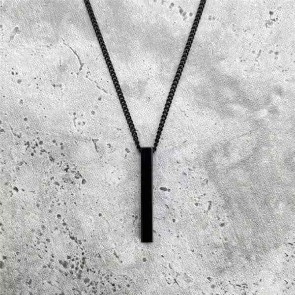 Collier rectangulaire classique 3D en acier inoxydable EGN055 (EGN055)