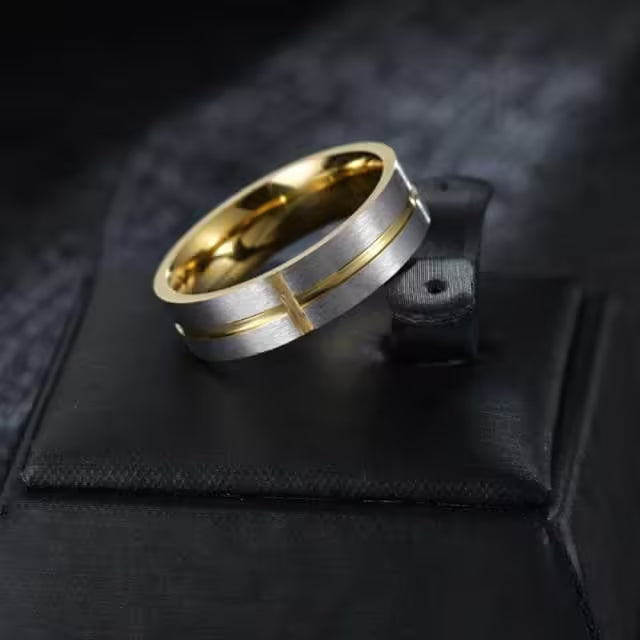 Classic Cross Unisex Width 6mm Stainless Steel Ring (EGR040)