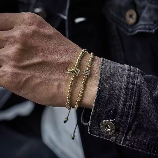 Classic Crown Cube Men Bracelet Set 2pcs (EGBT239)