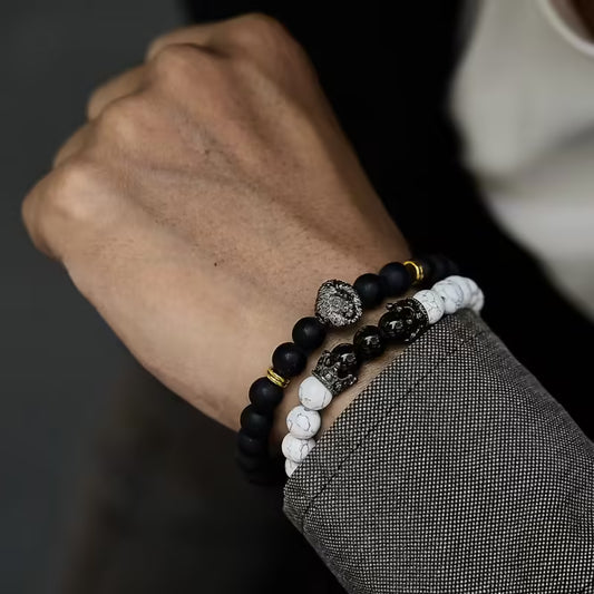 مجموعة أساور من الخرز مصنوعة يدويًا على شكل رأس أسد كلاسيكي (EGBT168)