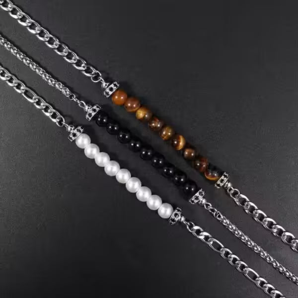 Collier pendentif classique rond en pierre œil de tigre pour hommes et femmes (EGN053)