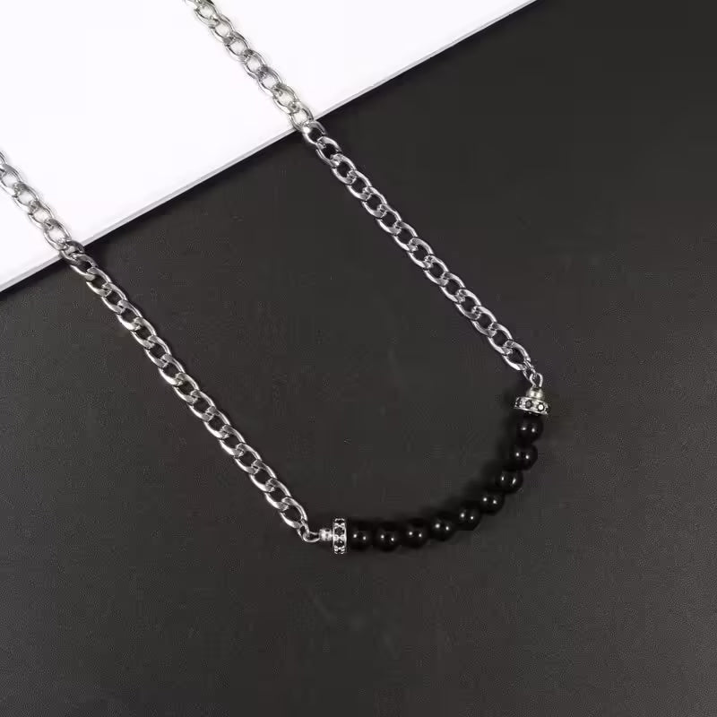 Collier pendentif classique rond en pierre œil de tigre pour hommes et femmes (EGN053)