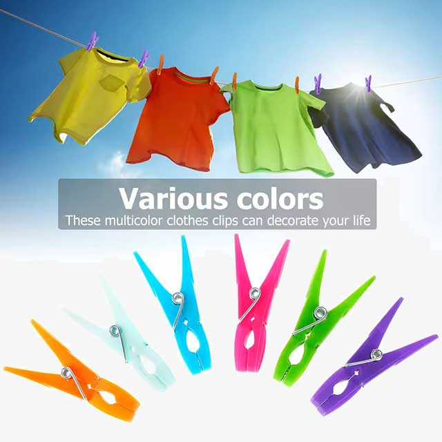 48Pcs Clothes Pegs for Washing Line - Strong Grip, Windproof Plastic Clothespins for Home Laundry