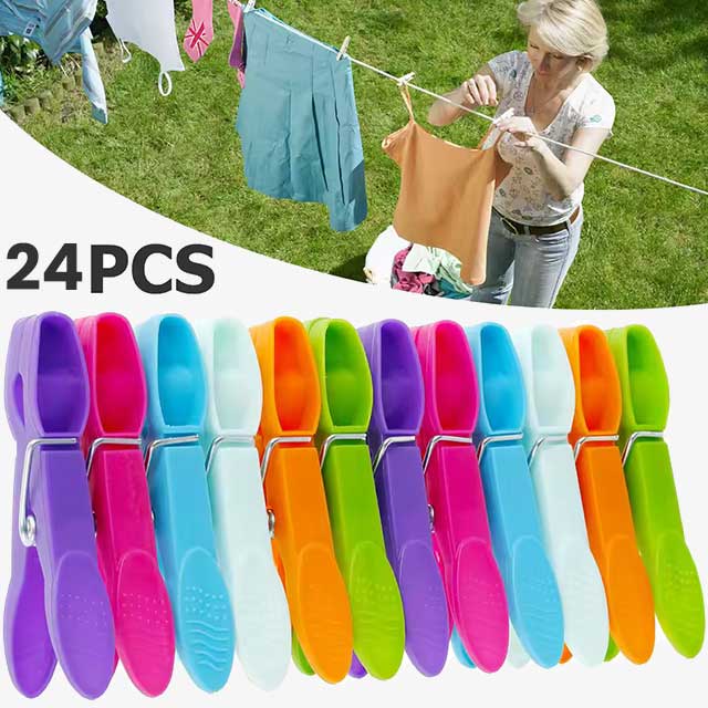 48Pcs Clothes Pegs for Washing Line - Strong Grip, Windproof Plastic Clothespins for Home Laundry
