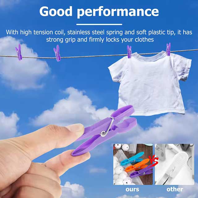 48Pcs Clothes Pegs for Washing Line - Strong Grip, Windproof Plastic Clothespins for Home Laundry