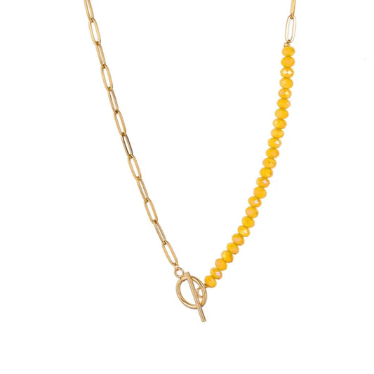 colored beads x chain women necklace egn077 gallery img 2