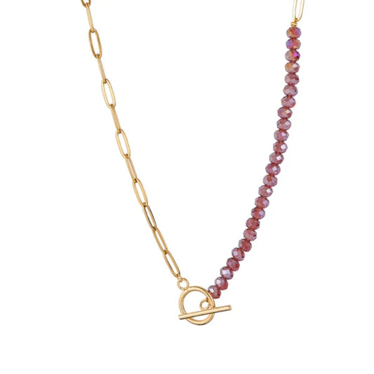 colored beads x chain women necklace egn077 gallery img 3