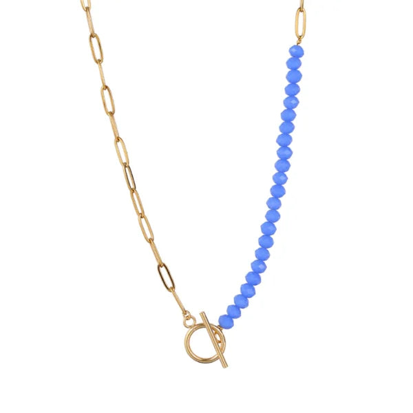 colored beads x chain women necklace egn077 gallery img 4