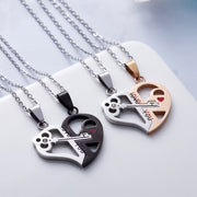 Couple 2 pcs Broken Half Heart Pendant Necklace (EGN066)