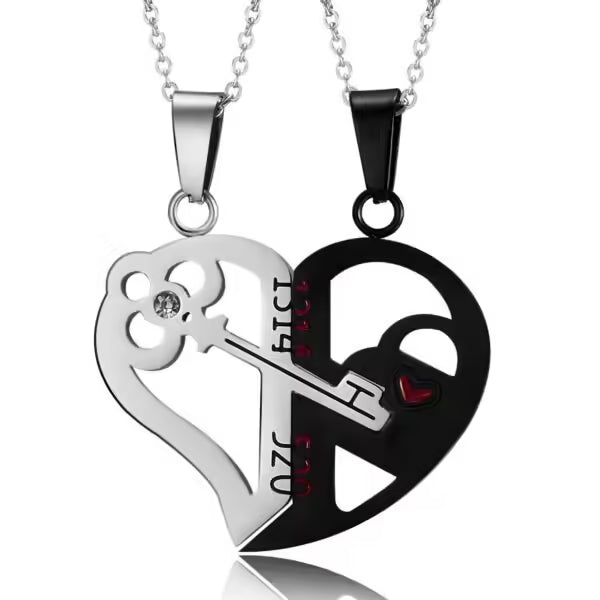 Couple 2 pcs Broken Half Heart Pendant Necklace (EGN066)