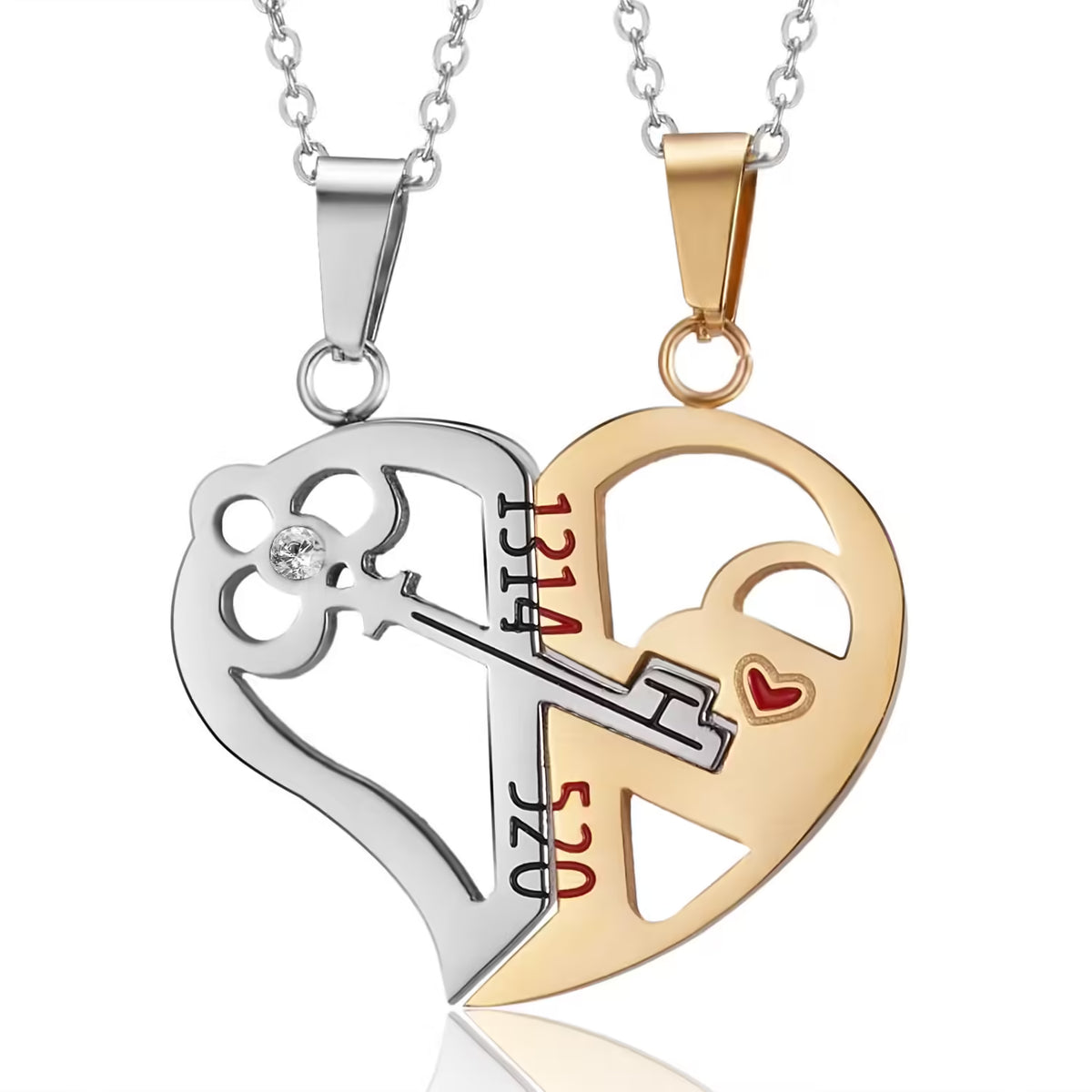 Couple 2 pcs Broken Half Heart Pendant Necklace (EGN066)