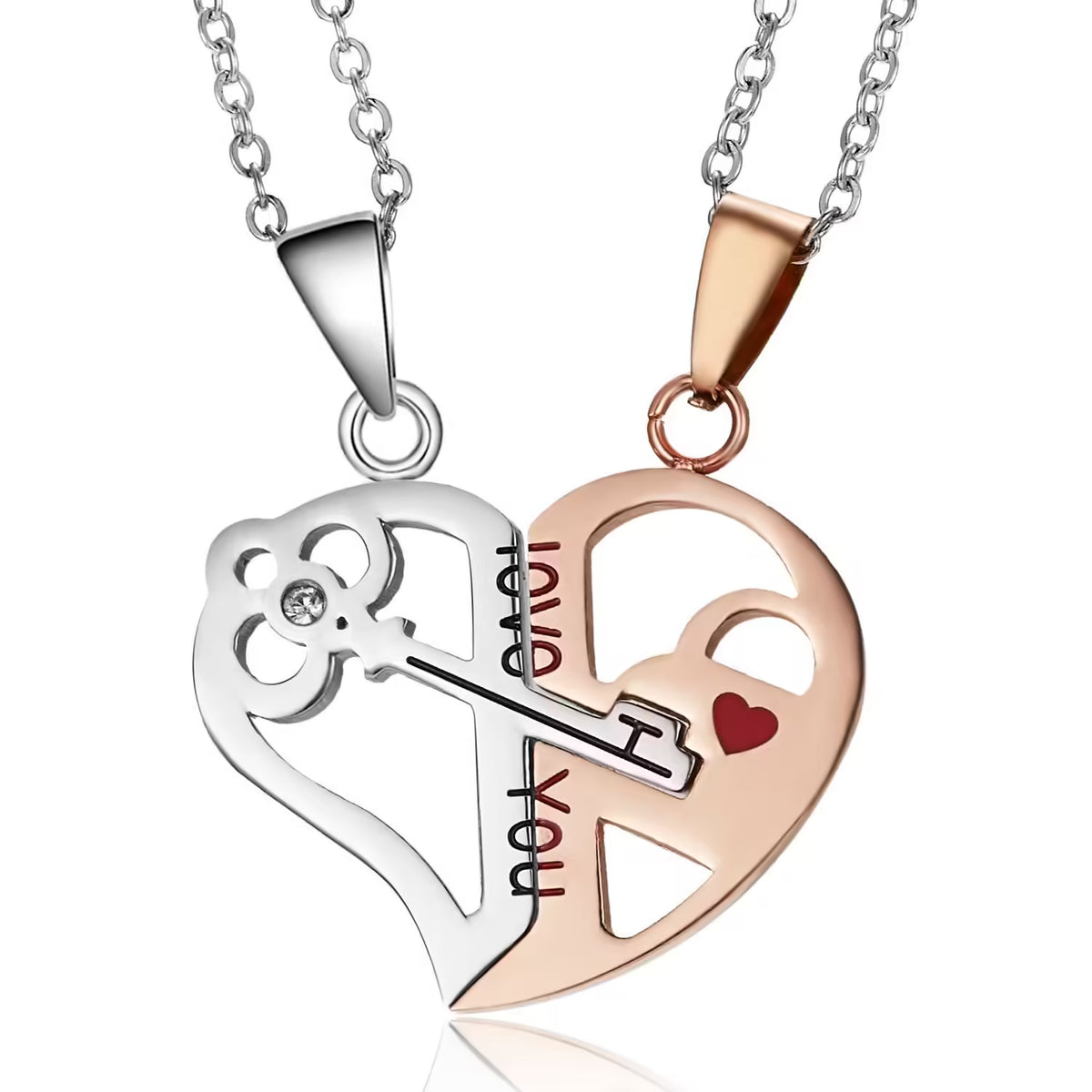 Couple 2 pcs Broken Half Heart Pendant Necklace (EGN066)