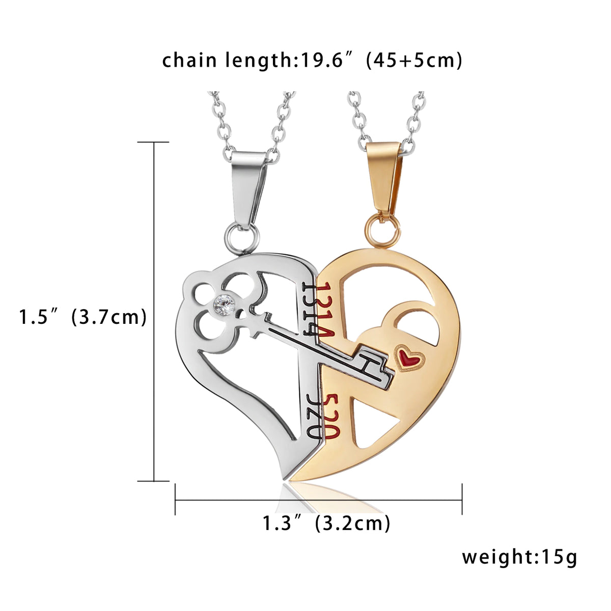 Couple 2 pcs Broken Half Heart Pendant Necklace (EGN066)
