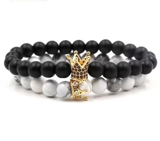 Bracelet de perles couronne pour couple (EGBT180) 