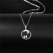 Couple Lovers Moon Star Stainless Steel Necklace(EGN177)