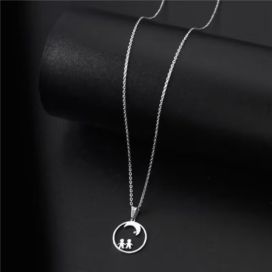 Collier en acier inoxydable Lune et Étoile pour couples amoureux (EGN177)