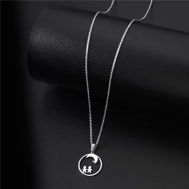 Couple Lovers Moon Star Stainless Steel Necklace(EGN177)