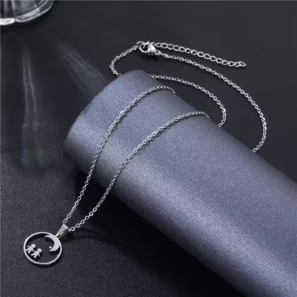 Couple Lovers Moon Star Stainless Steel Necklace(EGN177)
