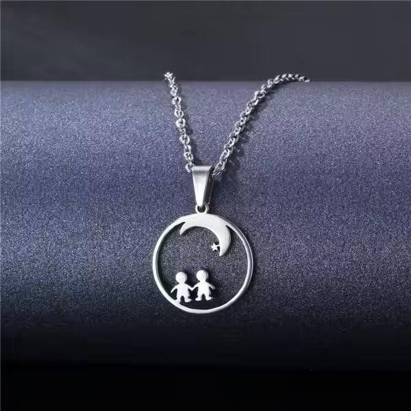 Collier en acier inoxydable Lune et Étoile pour couples amoureux (EGN177)