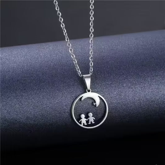 Collier en acier inoxydable Lune et Étoile pour couples amoureux (EGN177)