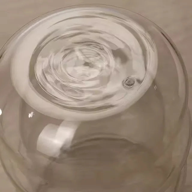 Creative Handmade Lead-free 350ml Wave Shape Double-walled Glass Coffee Cup – Stylish and Insulated Coffee Mug