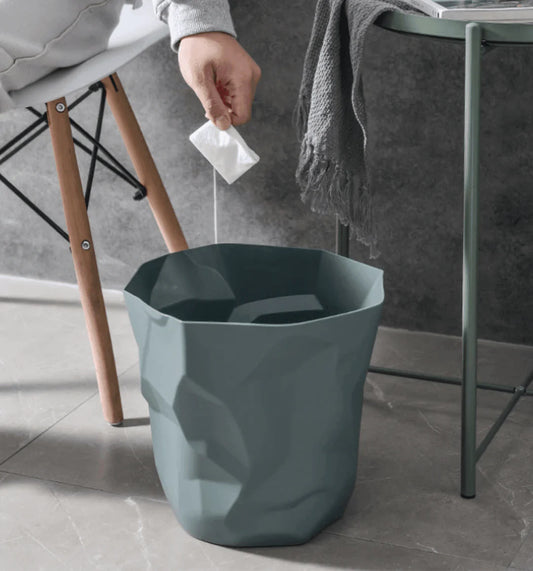 Creative Irregular Bathroom Trash Can – Nordic Style Open-Top Wastebasket – Geometric Decorative Rubbish Bin for Household & Office (Multi-Color)