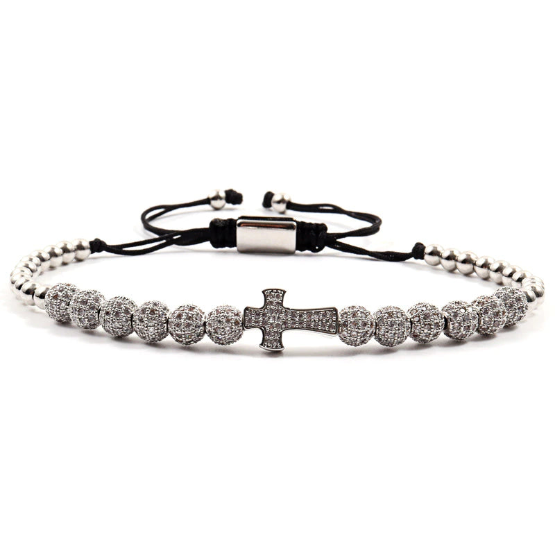 Cross Ball Adjustable Luxury Braided Unisex Bracelet (EGBT244)