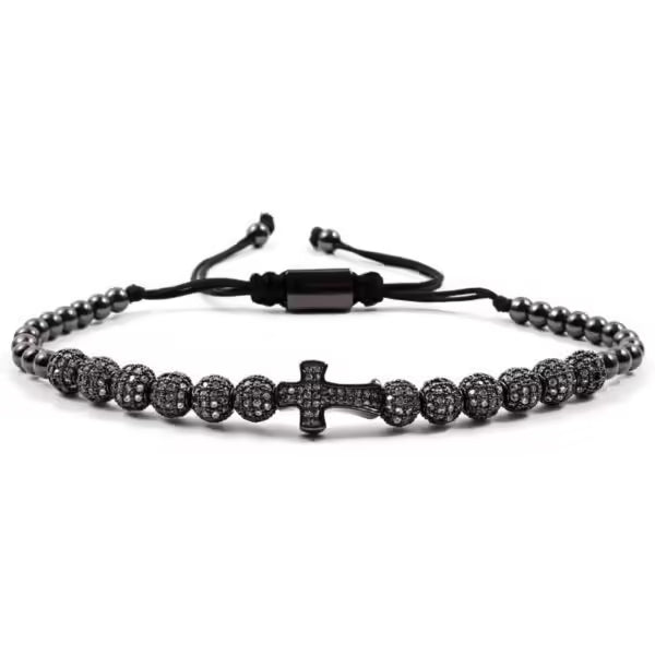 Cross Ball Adjustable Luxury Braided Unisex Bracelet (EGBT244)