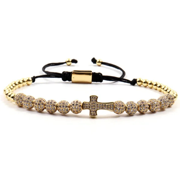 Cross Ball Adjustable Luxury Braided Unisex Bracelet (EGBT244)