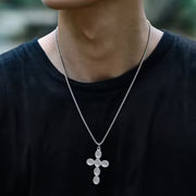 Cross Pendant Unisex Silver Box Chain Necklace (EGN073)