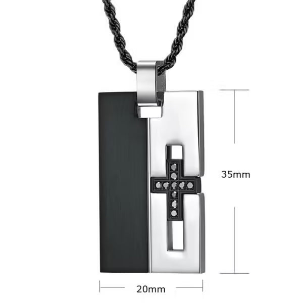 Cross Rectangular Tag High Quality Men Stainless Steel Necklace (EGN108)