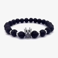 Bracelet de perles noires en forme de couronne (EGBT175)